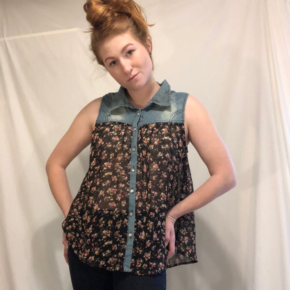 Rockabilly Jean See-through Floral Chiffon